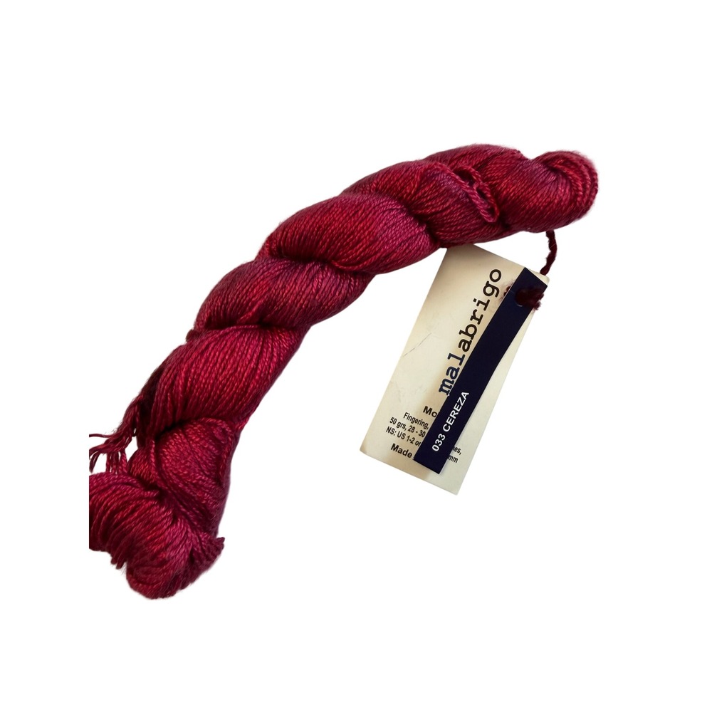 New Malabrigo Mora Silk Yarn 50g Cereza Pink Red Fingering Luxury Fiber